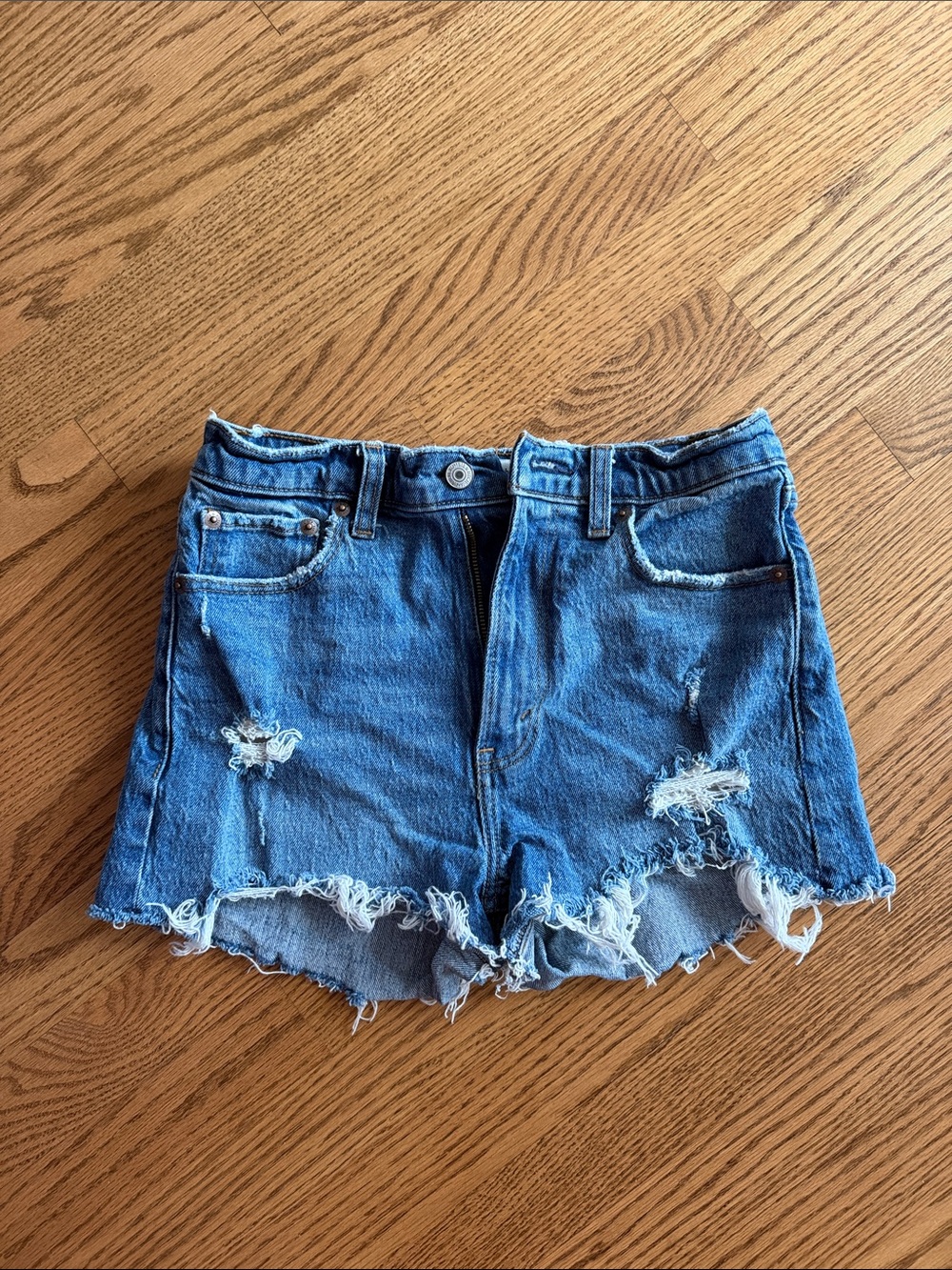 Abercrombie & Fitch Frayed Blue Denim Cutoff Shorts